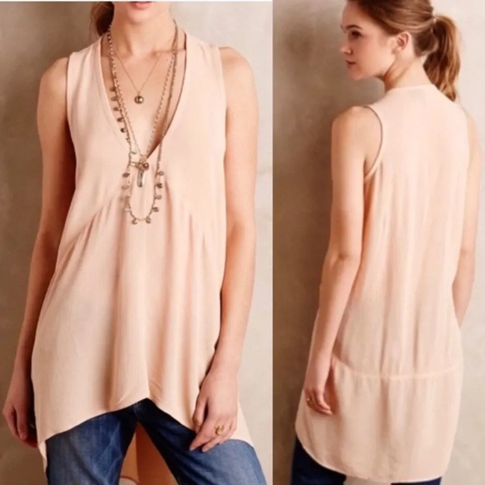 LEFT OF CENTER | Avie Peach High Low Tunic Tank XS
